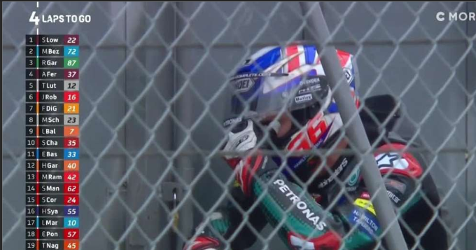 Dixon se cayó a falta de 5 vueltas cuando tenía la victoria en su mano. Un auténtico drama para él.
