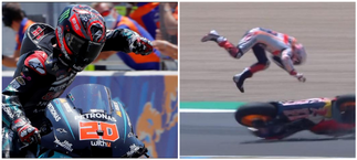 Quartararo fue la cara en Jerez con una imperial victoria. Márquez, la cruz con una fea caída cuando completaba una gran remontada